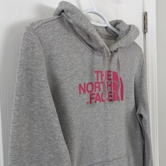 The north face grey hoodie with pink logo Small @C1 - Picture 2 of 8